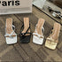 Women Casual Open Toe Slid Block Heels